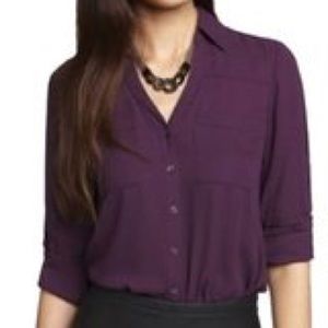 Dark plum convertible sleeve portofino shirt